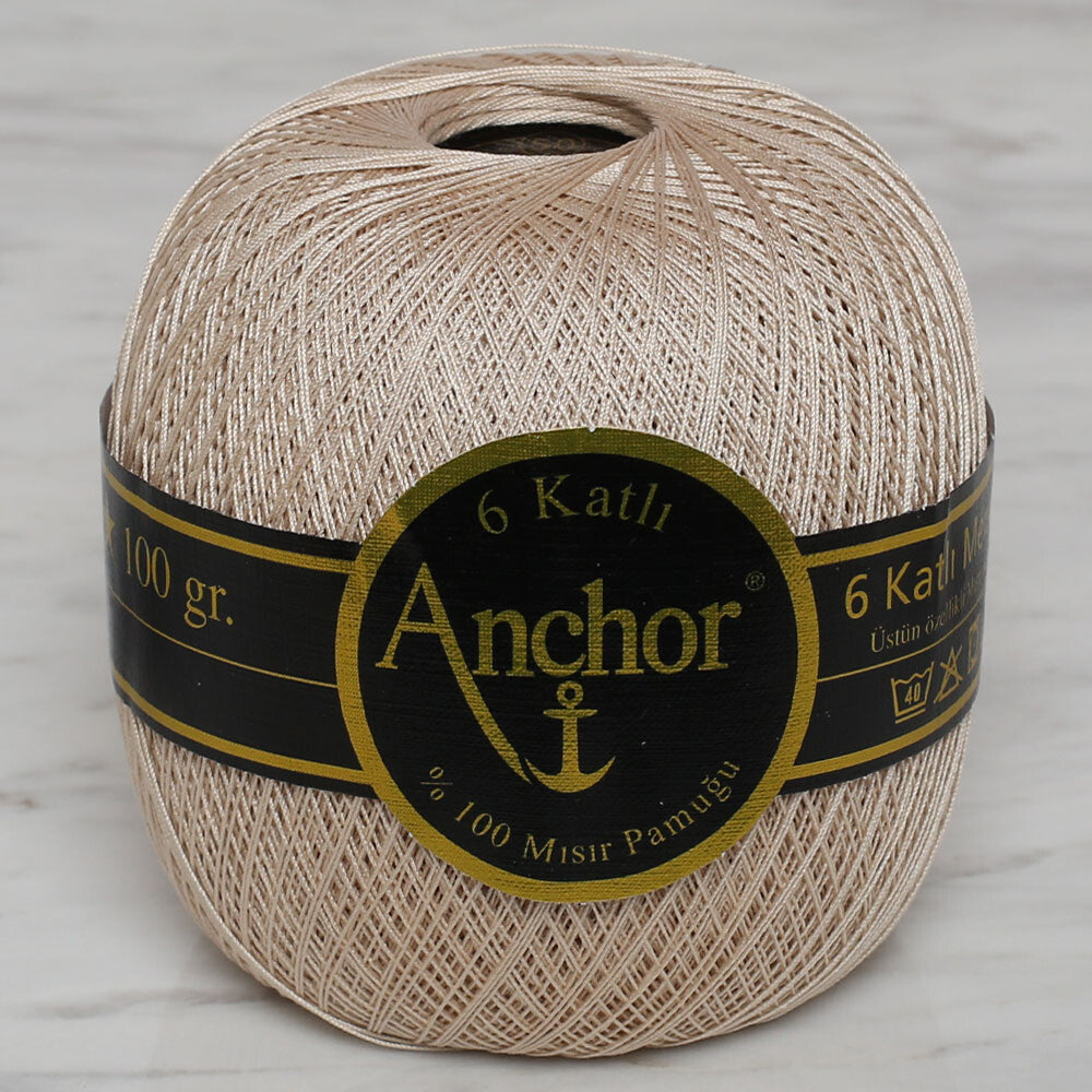 Anchor 6 Katlı No:50 100 gr Merserize Dantel İpliği - Ekru